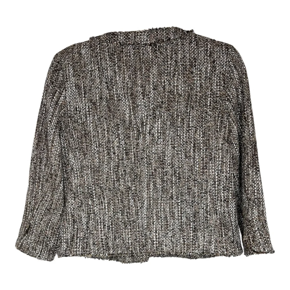 Michael Kors Women's Tweed Blazer - Brown/Black/Cream Snap Front Closure SZ 4
